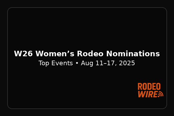 W26 Women’s Rodeo Nominations — top events for August 11–17, 2025